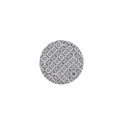 Black And White Baroque Ornate Print Pattern 1  Mini Buttons