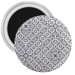 Black And White Baroque Ornate Print Pattern 3  Magnets