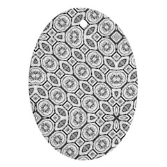 Black And White Baroque Ornate Print Pattern Ornament (Oval)