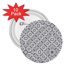 Black And White Baroque Ornate Print Pattern 2 25  Buttons (10 Pack)  by dflcprintsclothing