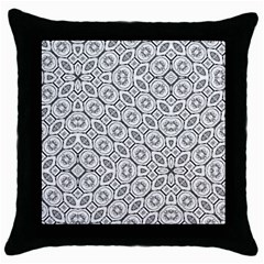 Black And White Baroque Ornate Print Pattern Throw Pillow Case (Black)