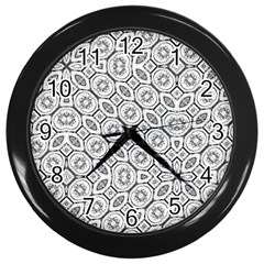 Black And White Baroque Ornate Print Pattern Wall Clock (Black)