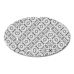 Black And White Baroque Ornate Print Pattern Oval Magnet