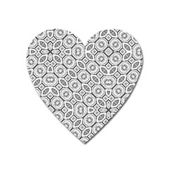 Black And White Baroque Ornate Print Pattern Heart Magnet