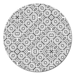 Black And White Baroque Ornate Print Pattern Magnet 5  (Round)