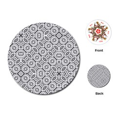 Black And White Baroque Ornate Print Pattern Playing Cards Single Design (Round)