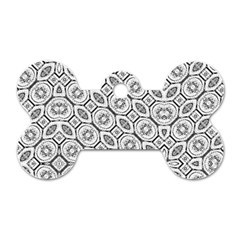 Black And White Baroque Ornate Print Pattern Dog Tag Bone (One Side)