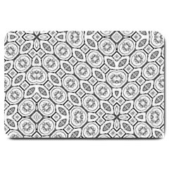 Black And White Baroque Ornate Print Pattern Large Doormat 