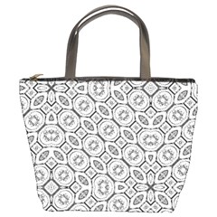 Black And White Baroque Ornate Print Pattern Bucket Bag