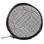 Black And White Baroque Ornate Print Pattern Mini Makeup Bag Back