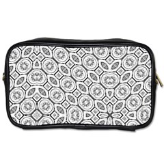 Black And White Baroque Ornate Print Pattern Toiletries Bag (One Side)