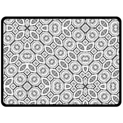 Black And White Baroque Ornate Print Pattern Fleece Blanket (Large) 