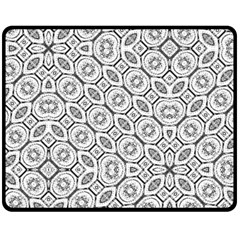 Black And White Baroque Ornate Print Pattern Fleece Blanket (Medium) 