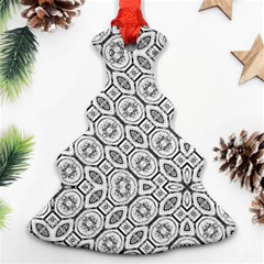 Black And White Baroque Ornate Print Pattern Ornament (Christmas Tree) 