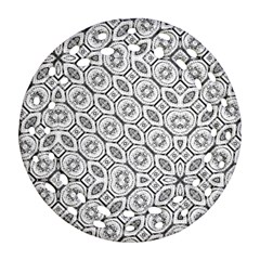 Black And White Baroque Ornate Print Pattern Round Filigree Ornament (two Sides) by dflcprintsclothing