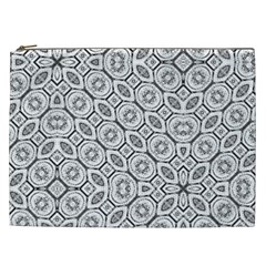 Black And White Baroque Ornate Print Pattern Cosmetic Bag (XXL)