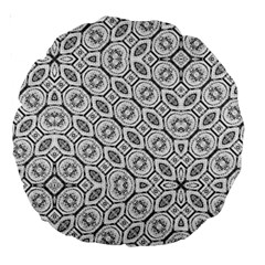 Black And White Baroque Ornate Print Pattern Large 18  Premium Round Cushions