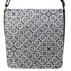 Black And White Baroque Ornate Print Pattern Flap Closure Messenger Bag (S)