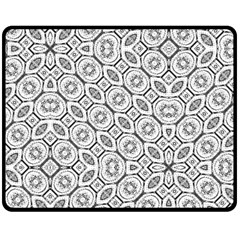 Black And White Baroque Ornate Print Pattern Double Sided Fleece Blanket (Medium) 