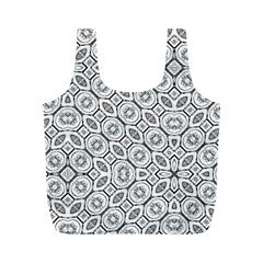 Black And White Baroque Ornate Print Pattern Full Print Recycle Bag (M)