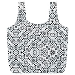 Black And White Baroque Ornate Print Pattern Full Print Recycle Bag (XL)