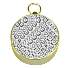 Black And White Baroque Ornate Print Pattern Gold Compasses