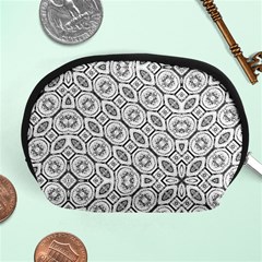 Black And White Baroque Ornate Print Pattern Accessory Pouch (Medium)