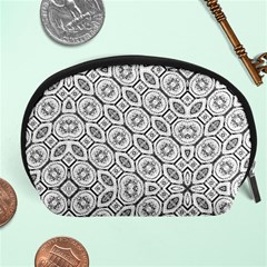 Black And White Baroque Ornate Print Pattern Accessory Pouch (Large)