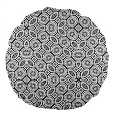 Black And White Baroque Ornate Print Pattern Large 18  Premium Flano Round Cushions