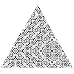 Black And White Baroque Ornate Print Pattern Wooden Puzzle Triangle