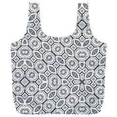 Black And White Baroque Ornate Print Pattern Full Print Recycle Bag (XXXL)