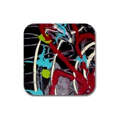 Pussy Butterfly 1 2 Rubber Square Coaster (4 Pack)  by bestdesignintheworld