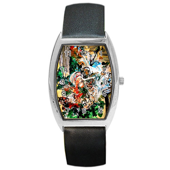 Lilies In A Vase 1 2 Barrel Style Metal Watch