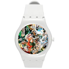 Lilies In A Vase 1 2 Round Plastic Sport Watch (m) by bestdesignintheworld