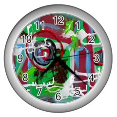 Happy Colors 1 1 Wall Clock (silver) by bestdesignintheworld