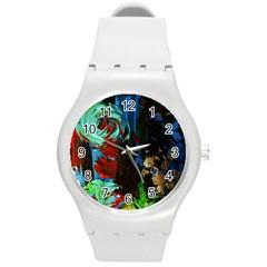 Night 1 2 Round Plastic Sport Watch (m) by bestdesignintheworld