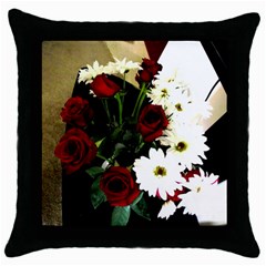 Roses 1 2 Throw Pillow Case (black) by bestdesignintheworld