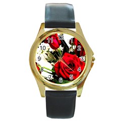 Roses 1 1 Round Gold Metal Watch by bestdesignintheworld