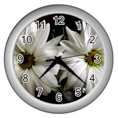 Daisies Wall Clock (silver) by bestdesignintheworld