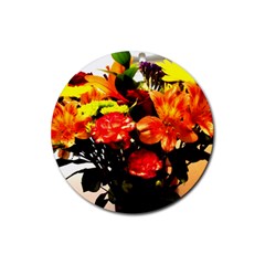 Flowers In A Vase 1 2 Rubber Round Coaster (4 Pack)  by bestdesignintheworld