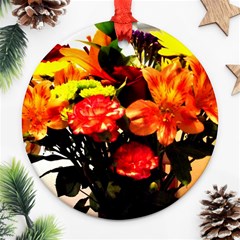 Flowers In A Vase 1 2 Round Ornament (two Sides) by bestdesignintheworld