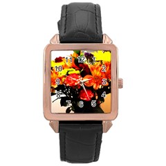 Flowers In A Vase 1 2 Rose Gold Leather Watch  by bestdesignintheworld