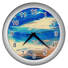 Skydiving 1 1 Wall Clock (silver) by bestdesignintheworld