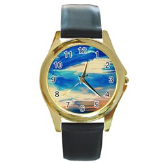 Skydiving 1 1 Round Gold Metal Watch by bestdesignintheworld