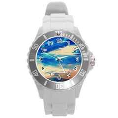 Skydiving 1 1 Round Plastic Sport Watch (l) by bestdesignintheworld