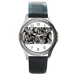 Marble Texture Round Metal Watch