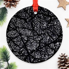 Black And White Dark Abstract Texture Print Ornament (round) by dflcprintsclothing