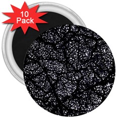 Black And White Dark Abstract Texture Print 3  Magnets (10 Pack) 