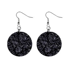 Black And White Dark Abstract Texture Print Mini Button Earrings by dflcprintsclothing