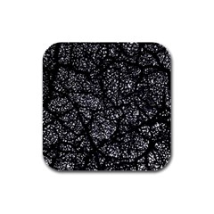 Black And White Dark Abstract Texture Print Rubber Square Coaster (4 Pack) 